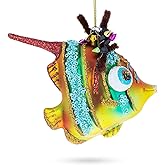 Vibrant Coral Fish Blown Glass Christmas Ornament