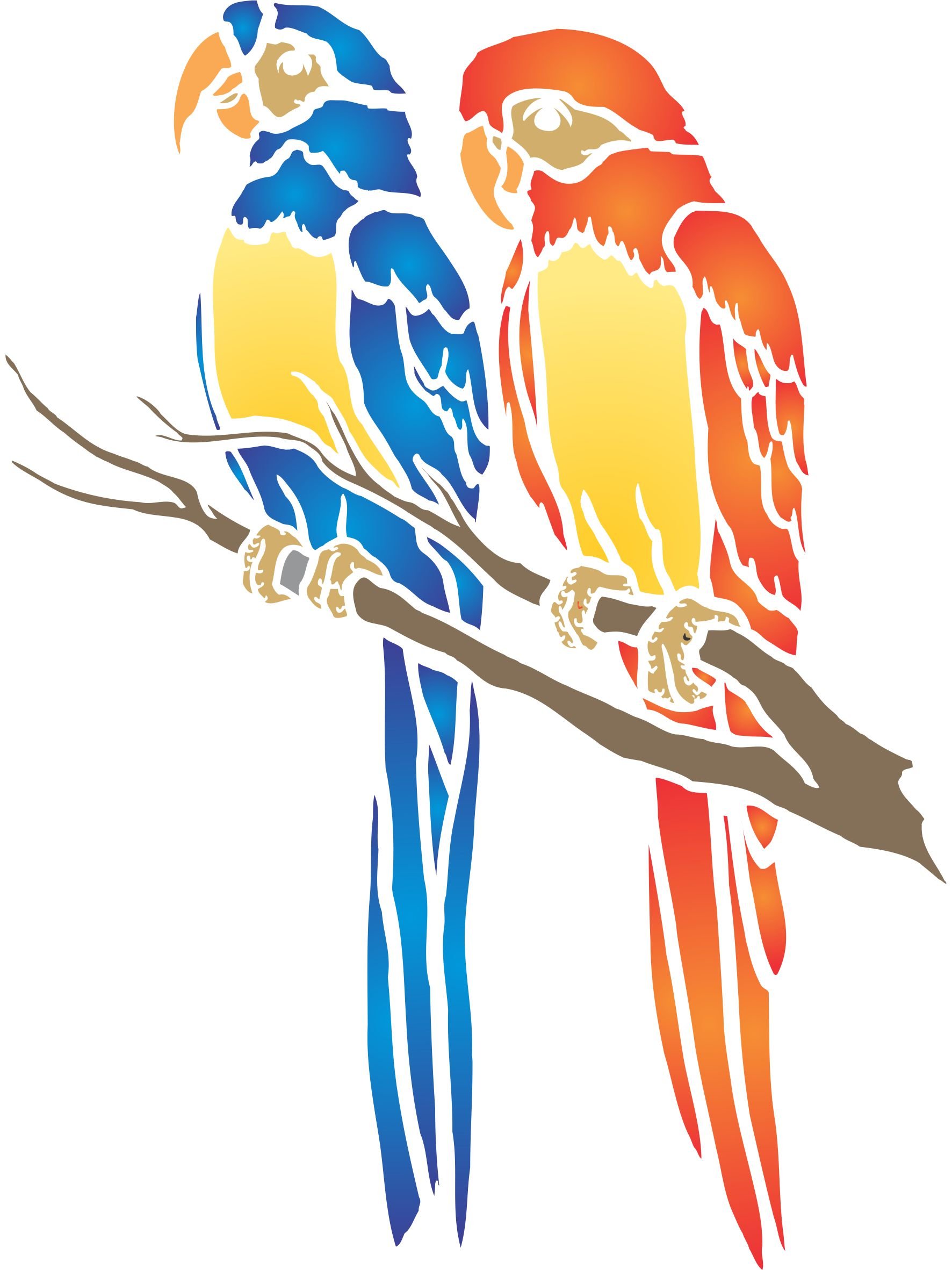 Parrot Stencil - 21.5 x 29cm (L) - Reusable South American Macaw Animal Wildlife Branch Wall Stencil Template