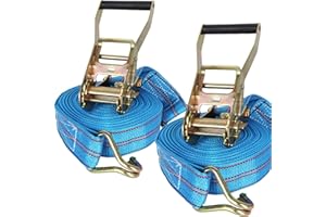 AKOLAFE Pack of 2 Ratchet Straps Heavy Duty Ratchet Straps 2 inch x 33 ft Motorcycle Tie Down Straps Ratchet with Hook 10000l