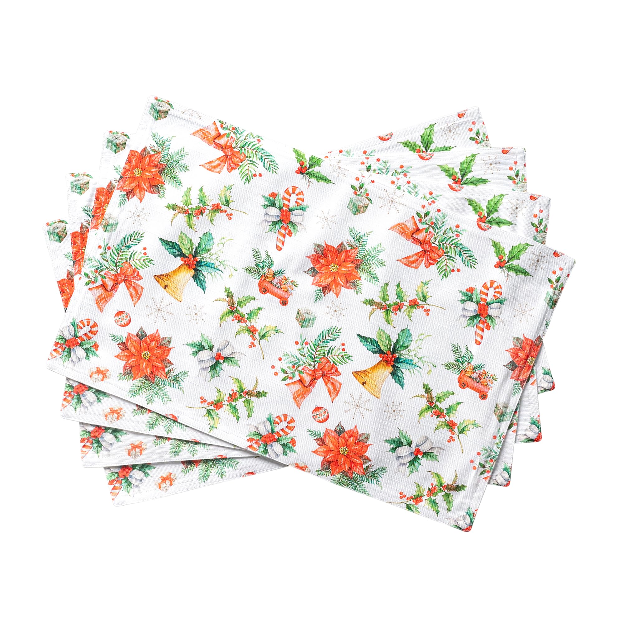 Maison d' Hermine Placemats Set of 4 100% Cotton Washable Cloth Place Mats, Reusable Table Mats for Christmas Decorations Kitchen Dining Party Wedding Restaurant (Chromo, 33 CM x 48 CM)