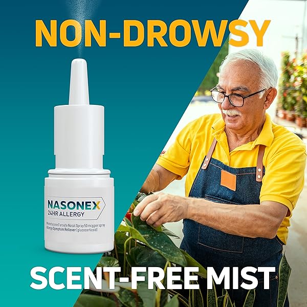 NASONEX 24HR ALLERGY NASAL SPRAY, NON-DROWSY, SCENT-FREE MIST, ALLERGY SYMPTOMS + NASAL CONGESTION, FULL PRESCRIPTION STRENGTH, 60 SPRAYS