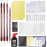 Stone&amp;Ink 13pcs Portable Chinese Calligraphy Set for Beginners, Complete Sumi Shodo Kit with Brushes, 100g Yi De Ge Ink, Paper, Inkstone, Reusable Writing Cloth &amp; Felt Mat, Chinese new year gift
