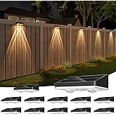 NIORSUN Solar Fence Lights,12 Pack Solars Deck Light,Warm White Color,Outdoor Bulb Waterproof Led IP65,Power Patio Lamp with Lenses for Outside/Backyard/Railing/Yard(Black)
