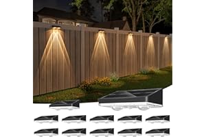NIORSUN Solar Fence Lights,12 Pack Solars Deck Light,Warm White Color,Outdoor Bulb Waterproof Led IP65,Power Patio Lamp with Lenses for Outside/Backyard/Railing/Yard(Black)