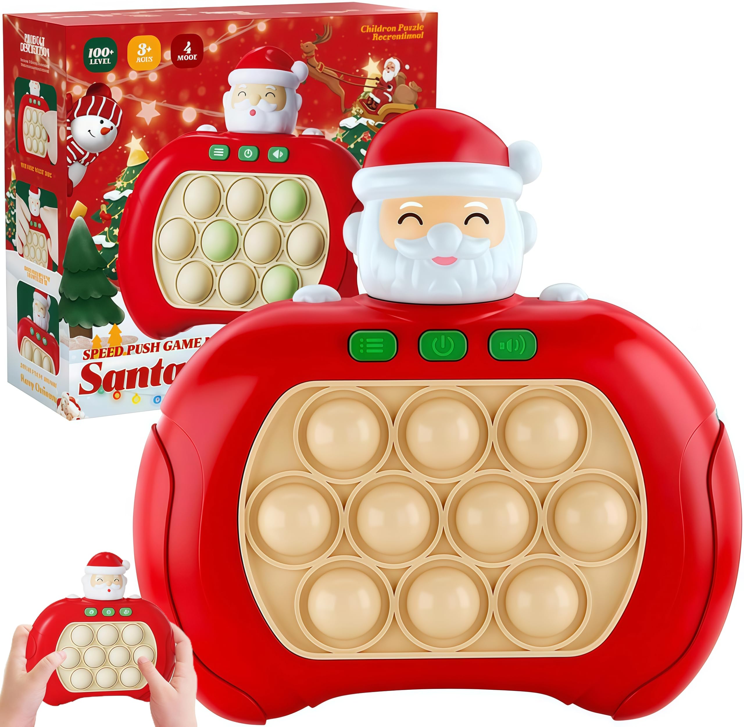 Light Up Pop it Puzzle Game, Electronic Poppet Toy with Fast Speed Pushing, Sensory Fidget Toys for Autism Kids, Santa Push Button Toy for Xmas Gifts โ image 1