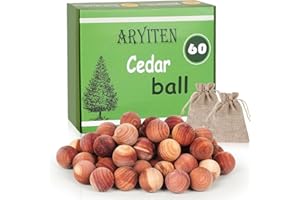 Aryiten Cedar Balls for Clothes Storage, Aromatic Scent Cedar Wood Balls for Kitchen, Closets Storage and Drawers Freshener, 60 Pack