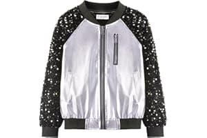 WELAKEN Sequin Jacket for Girls II Kid & Toddler lightweight Flight Jacket Kid's Bomber Jacket
