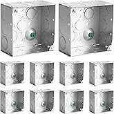 OHLECTRIC 4x4 Heavy-Duty Welded Metal Junction Box, 10-Pack | 2-1/8" deep, 30.3 cu. in. capacity, 16 knockouts, 1/2" and 3/4" sizes, galvanized steel, raised ground provision