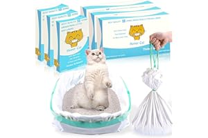 Hyper Cat Litter Bags 60 Counts Litter Box Liners, 36" x 18" Tear Resistant Cat Litter Box Liners, Elastic Litter Bags with Drawstring, Kitty Litter Bags Cat Poop, Jumbo Cat Litter Liners Bags