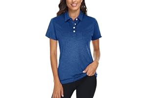 TACVASEN Polo Shirts for Women Short Sleeve Golf Shirts 4-Button Quick Dry Workout Tops Collared for Work Running Tennis