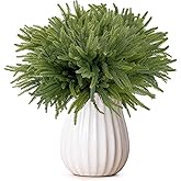 Fovths 12 Pieces Christmas Norfolk Pine Branch 18 Inch Stems Artificial Greenery Plants DIY Crafts Faux Pine Branches for Xmas Home Decor Garland Wreath Craft