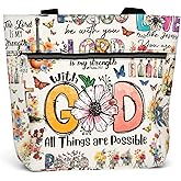 84hoods 15 inch Large Tote Bag for Work for Women. Christian Faith, Jesus God Religious Gift. Waterproof Shoulder Bag. | 15 inch, for Work, Christian Faith, Jesus God, Religious Gift, Waterproof