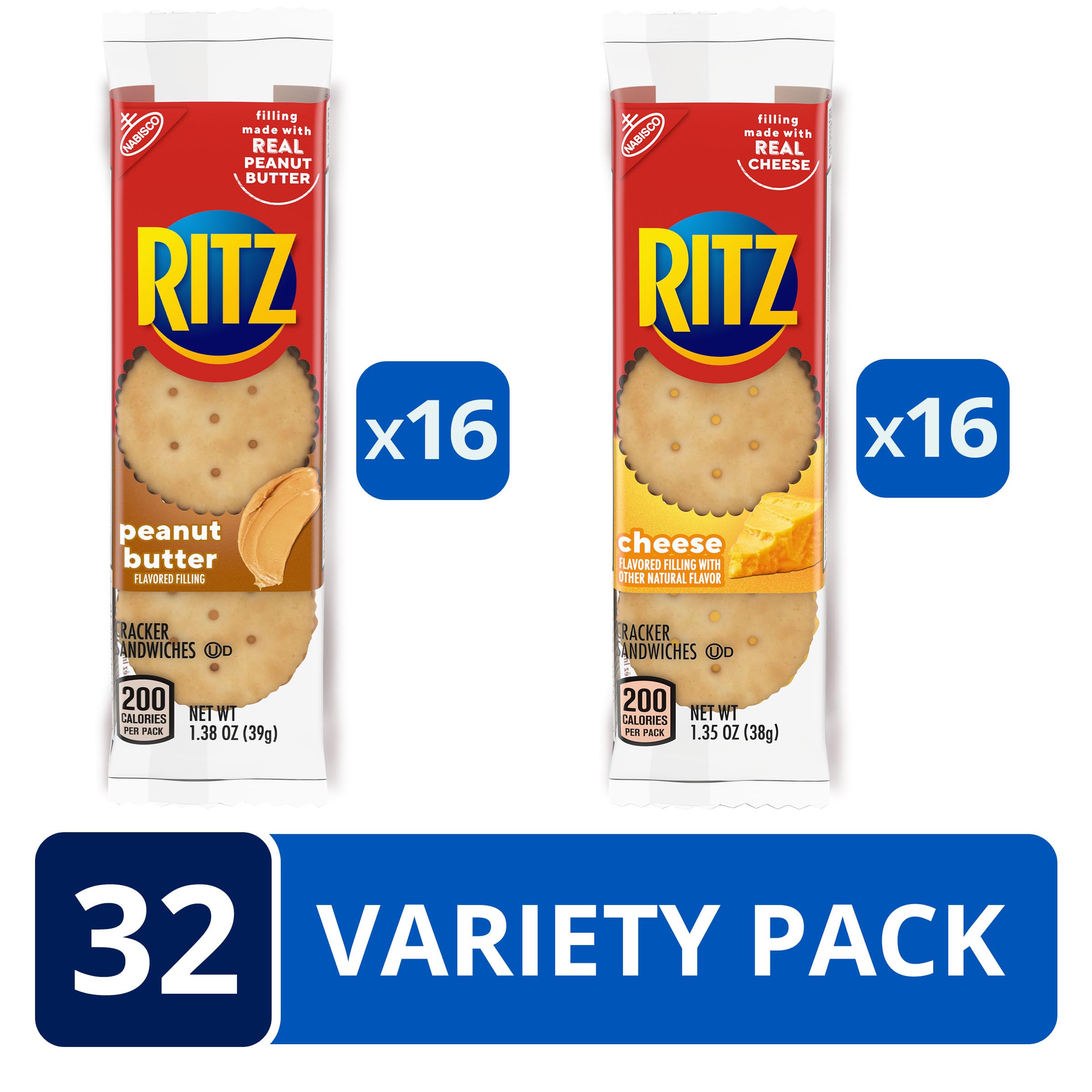 RITZ Peanut Butter Sandwich Cracker Snacks and Cheese Sandwich Crackers ...
