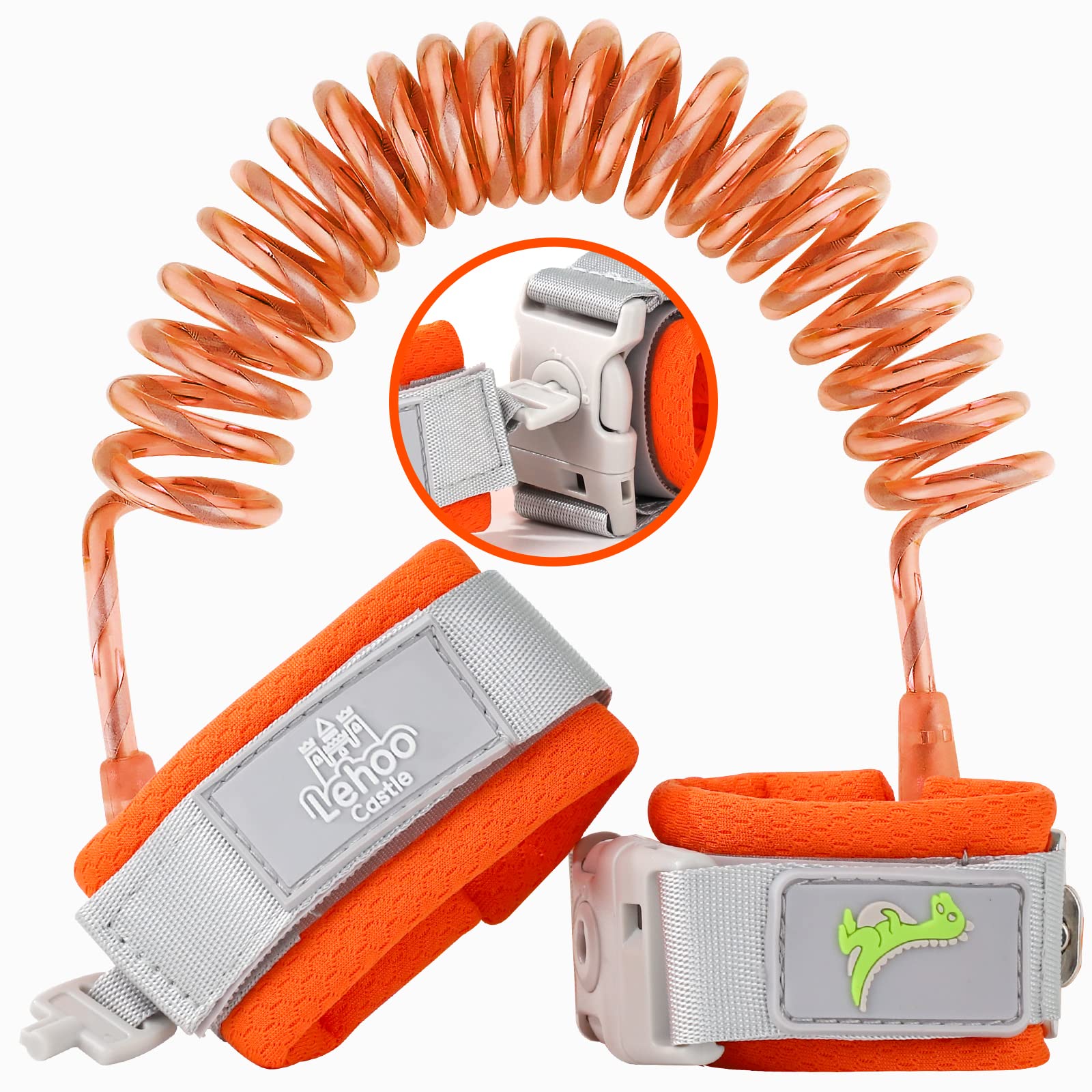 Lehoo Castle Baby Reins Anti Lost Wrist Link,Toddler Reins with Lock for Walking, Child Safety Harness Walking Leash for Children Boys and Girls (Orange)