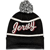 Hockey Beanie Hat - Alternate Black and White Color with Pom Pom and Jersey Script Comfortable and Fun Fan Gift.