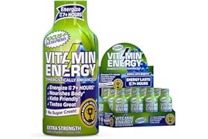 Vitamin Energy Focus+ Extra Strength Energy Shot Blue Raspberry 12 Pack, 260mg Natural Caffeine, B-Vitamins, CoQ10, Amino Acids, Focus, Productivity & Clarity, Zero Sugar, Gluten-Free, 1.93 fl oz