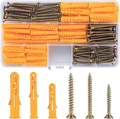 Yibaijia 110 Pcs Screws and Wall Plugs Set M6/M8 for Brick Concrete Drywall