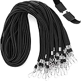 MIFFLIN-USA Flat Breakaway Safety Lanyard for ID Badges (Black, 36 Inch, 100 Pack), Soft Woven Neck Line