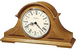 Howard Miller Burton Mantel Clock 635-106 – Golden Oak Finish, Decorative Top Molding, Rustic Home Decor, Volume Control, Quartz, Triple-Chime Movement