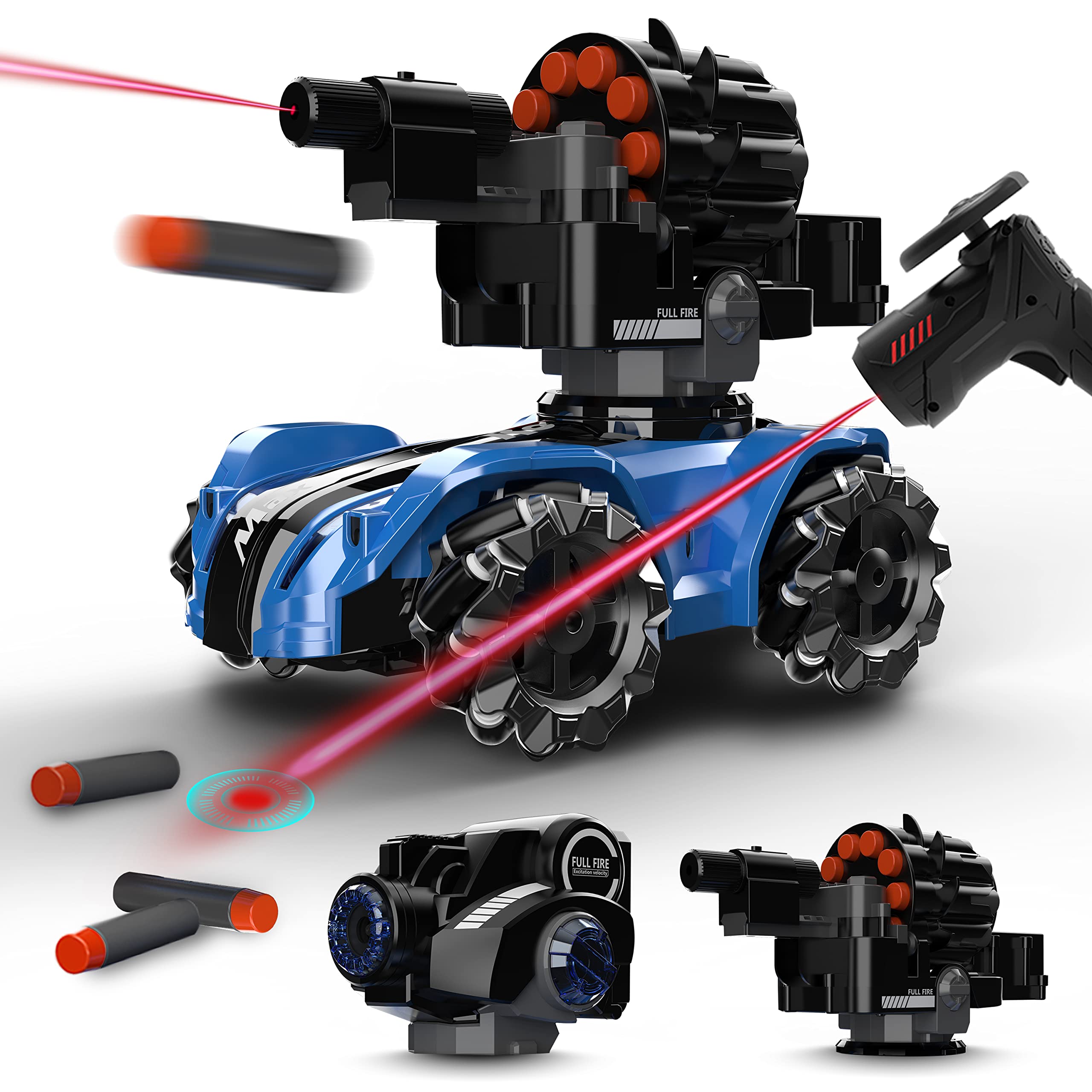 Photo 1 of RC Tank Car,Rc Car That Shoot,2 Heads That Shoot Nerf Bullet (Foam Dart), Make Bubble, Remote Control Tank for Adult, 4WD Battle Stunt Car with 360°Rotating, LEDs, Music, Toy Gift for Boys 6+