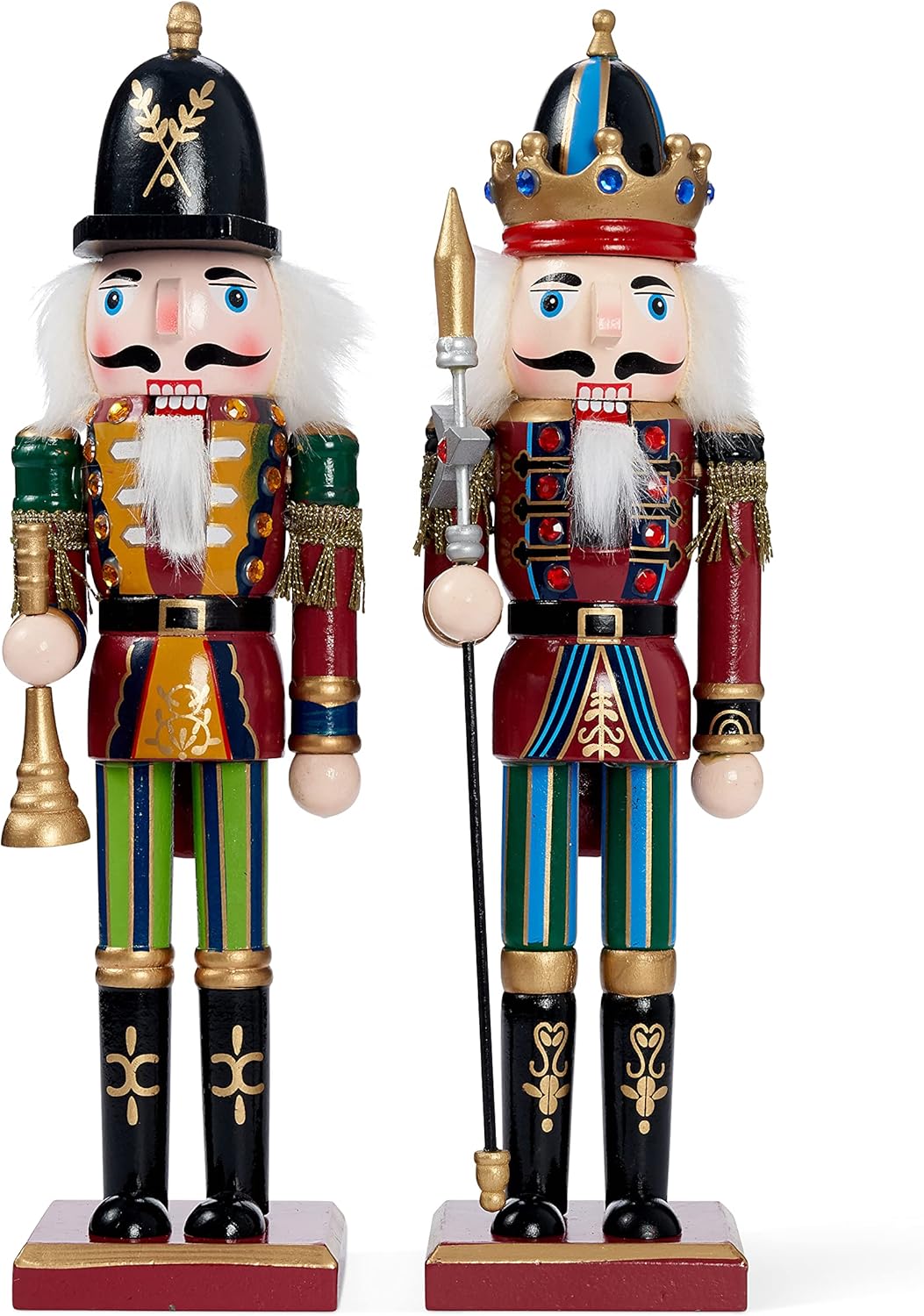 Nutcrackers - THE TWIDDLERS 12-Inch Christmas Wooden Nutcracker Figures (Red) - King & Guard Solider (2pcs) - Wooden Ornaments, Traditional Xmas Gift Toy Decoration