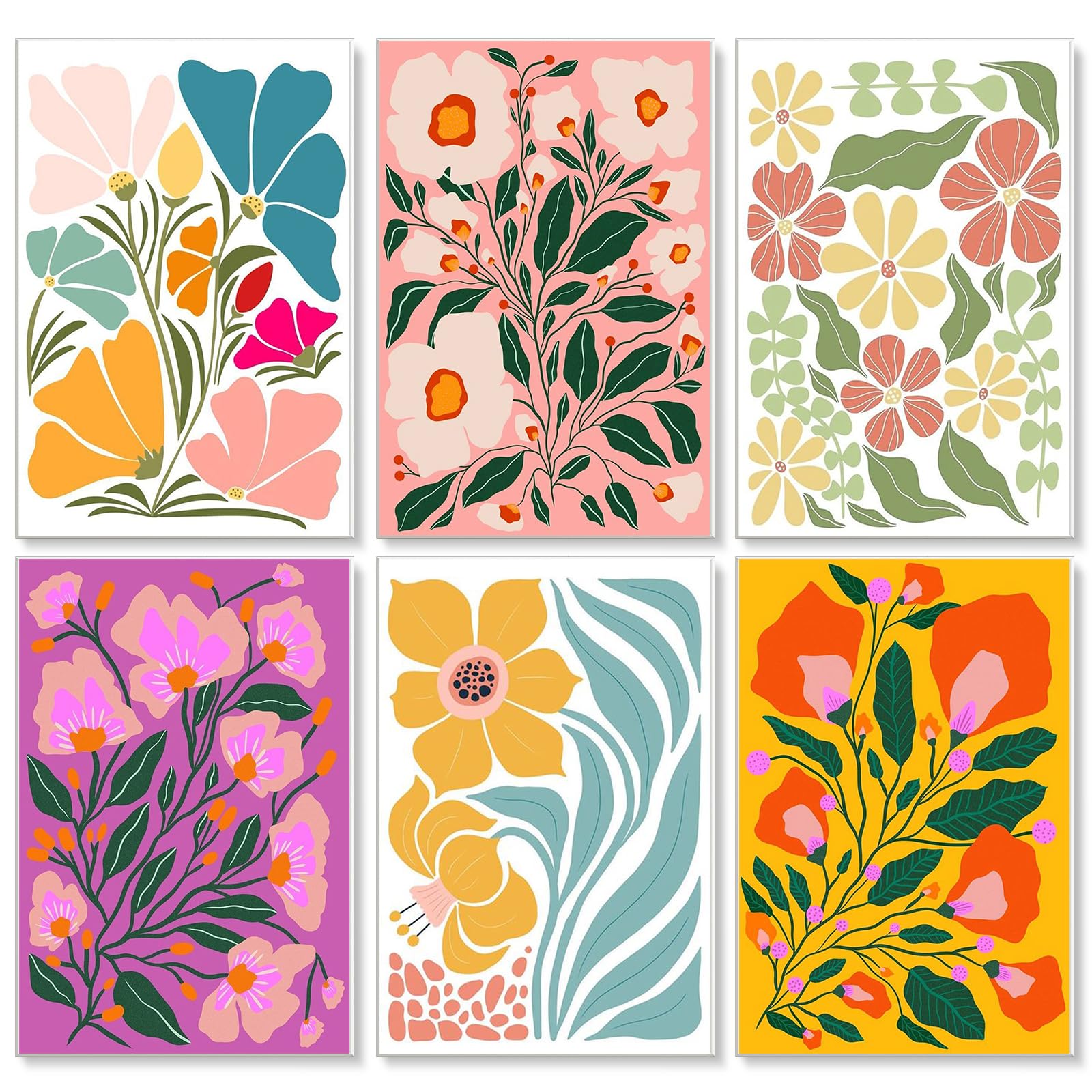 Photo 1 of Yezavesu 6 Pack Paint by Numbers Kit for Adults Beginner 8x12 Inch, Flowers Adult Paint by Number Kits on Canvas Without Frame, DIY Acrylic Easy Flower Painting by Numbers for Home Wall Decor Gift