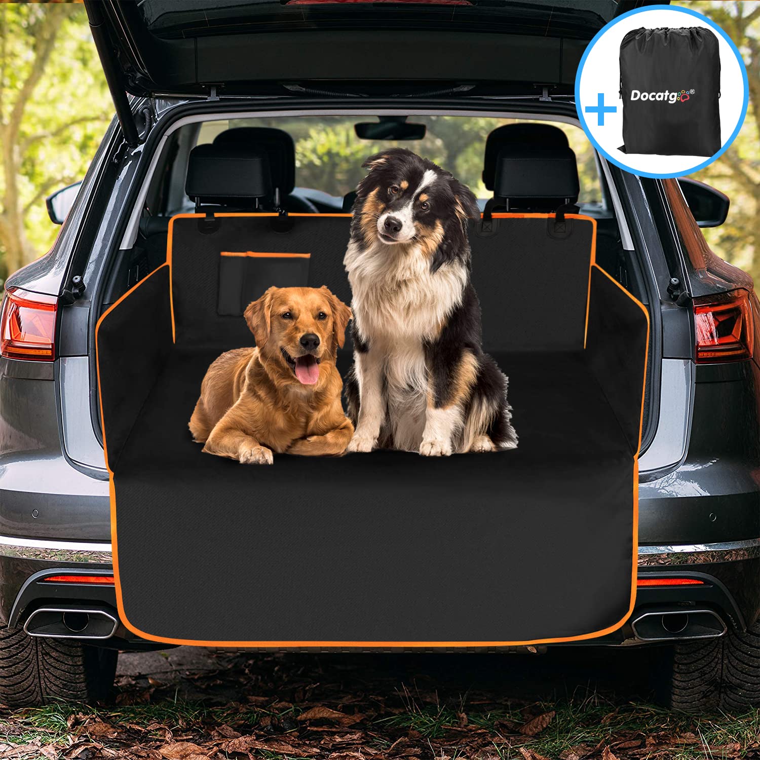 Docatgo Car Boot Protector for Dogs - Universal Nonslip Waterproof Car Boot Liner with Side Protection, Dog Boot Cover with Bumper Flap Protector for CarsSUV