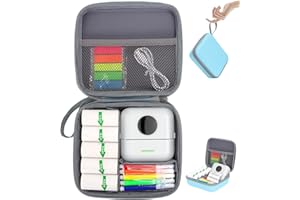 HuiJuKeJi Mini Sticker Printer Case,High-capacity Hard Protective Box for X5/Phomemo M02/T02 Printer,Portable Carrying Case for Thermal Inkless Photo Printer,Instant Camera,Label Marker(Blue)