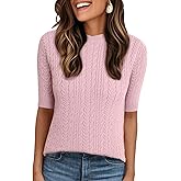 Allegra K Short Sleeve Sweater for Women Cable Knit Sweaters Lightweight Fall Casual Tops 2025 Business Outfits