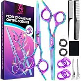 Hair Cutting Scissors Shears Kit, 6.7&rdquo; Barber Scissors,Professional Haircut Kit,Stainless Steel Hairdressing Thinning Scissors Shears for Barber,Salon,Women,Home,Men