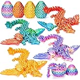 TBOLINE 4PCS 3D Printed Dragon with Wings and Egg, Prefilled Easter Eggs Filled with Toys, Easter Basket Stuffers for Kids Egg Hunt Filler, 3D-Printer Dragon Animals Fidget Toys Small Dinosaur Eggs