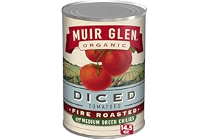 Muir Glen Organic Diced Fire Roasted Canned Tomatoes, with Medium Green Chilies, 14.5 oz.