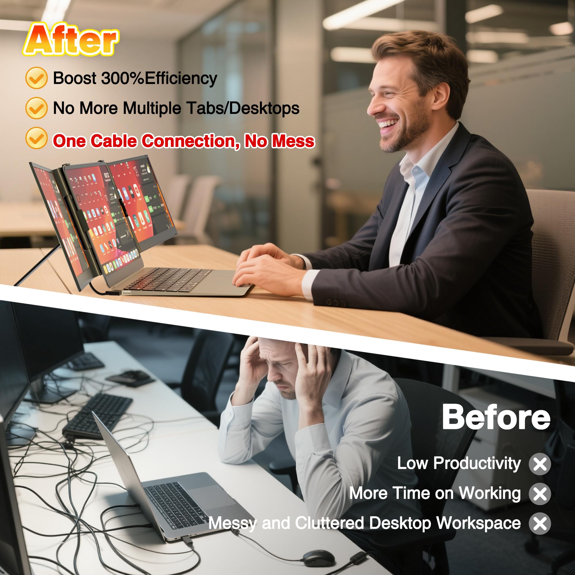 One Cable Connection Laptop Screen Extender Monitor Portable, Ultra Thin 14.2