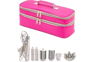 GREENESTA Hair Tools Travel Bag Compatible With Shark Flex Style Attachment, Shark Airwrap Flexstyle, Dyson Airwrap | Travel Case For Sharkflex Styler | Beauty Hair Dryer Attachments Storage (Pink)