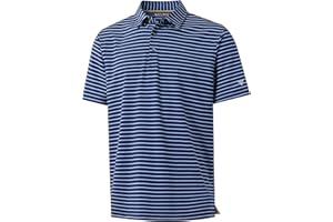 M MAELREG Boys' Polo Shirt Striped Short Sleeve Moisture Wicking Performance Stretch Active Casual Collared Kids Golf Shirt