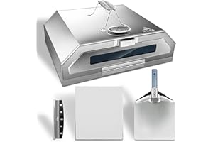Templeton Home Pizza Oven Topper for BBQ & Grills, Includes Pizza Stone, Built In Temp Gauge, Cutter & Peel for Authentic Home Pizza Experience