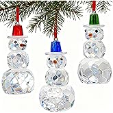 Set of 3 Crystal Snowman Ornaments for Christmas Tree 2025, 3.1" Glass Christmas Snowman Tree Ornament Decoration, Perfect for Festive Home Decor, Xmas Gifts