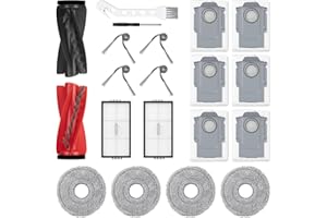 AOURXIV 20Pcs Replacement Accessories Compatible with Saros 10R Robot Vacuum for Roborock,1 Main Brush 4 Mop Pads 4 Side Brush 2 Hepa Filters 6 Vacuum Bags