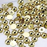 Briskbloom 600PCS 8mm Flatback Half Pearls for Crafts Jewelry Scrapbooking Nail Decoration, Flatback Pearls Gems for Crocs Shoes Clothes Cups, Imitation Loose Pearl Beads (Gold)