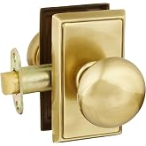 Providence Door Set with Round Brass Knobs Passage in Antique Brass. Doorsets.