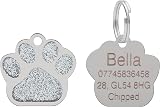 LARRYROO Personalised Engraved Paw Pet Tag 27mm Glitter Stainless Steel view 2