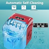 EUHOMY Countertop Ice Maker 9 Cubes in 6 Mins 2 Size Ice Red 12kg/24h view 6