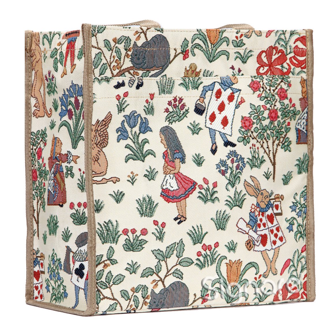 Signare Tapestry Shoulder Bag Shopping Bag for Women with Garden Flower and Creatures (Alice in Wonderland)