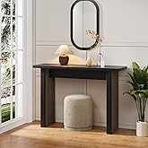 AVZEAR Mid Century Narrow Entryway Console Table, 43.3" Fluted Wood Couch Table Behind Sofa Long and Skinny for Living Room Hallway Entrance Foyer, Black