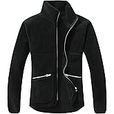 GIMECEN Women's Fuzzy Fleece Jacket Long Sleeve Zip Up Sherpa Coat Soft Polar Outerwear with Zipper Pockets