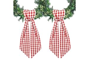 Ftuuo 2pcs Wreath Sash for Front Door Red Buffalo Plaid Seersucker Wreath Satin Sash Burlap Garland Ribbon Accessories for Wreath Yard Doorway Indoor Outdoor Bridal Shower Home Decor,5.1 x 54.3