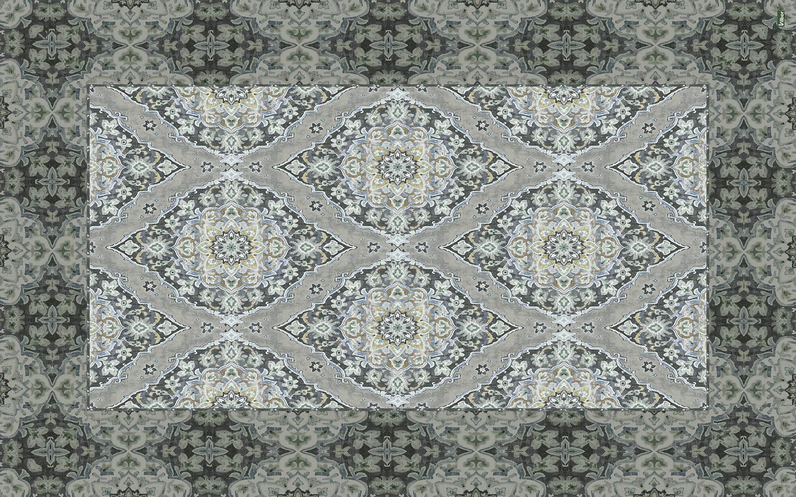 Vilber New Classic Damask carpet, Vinyl, Grey, 75 x 120 x 0.2 cm