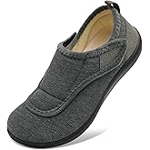 Mens Wide Slippers Comfy Diabetic Orthopedic Shoes Adjustable House Slippers Swollen Feet Walking Shoes