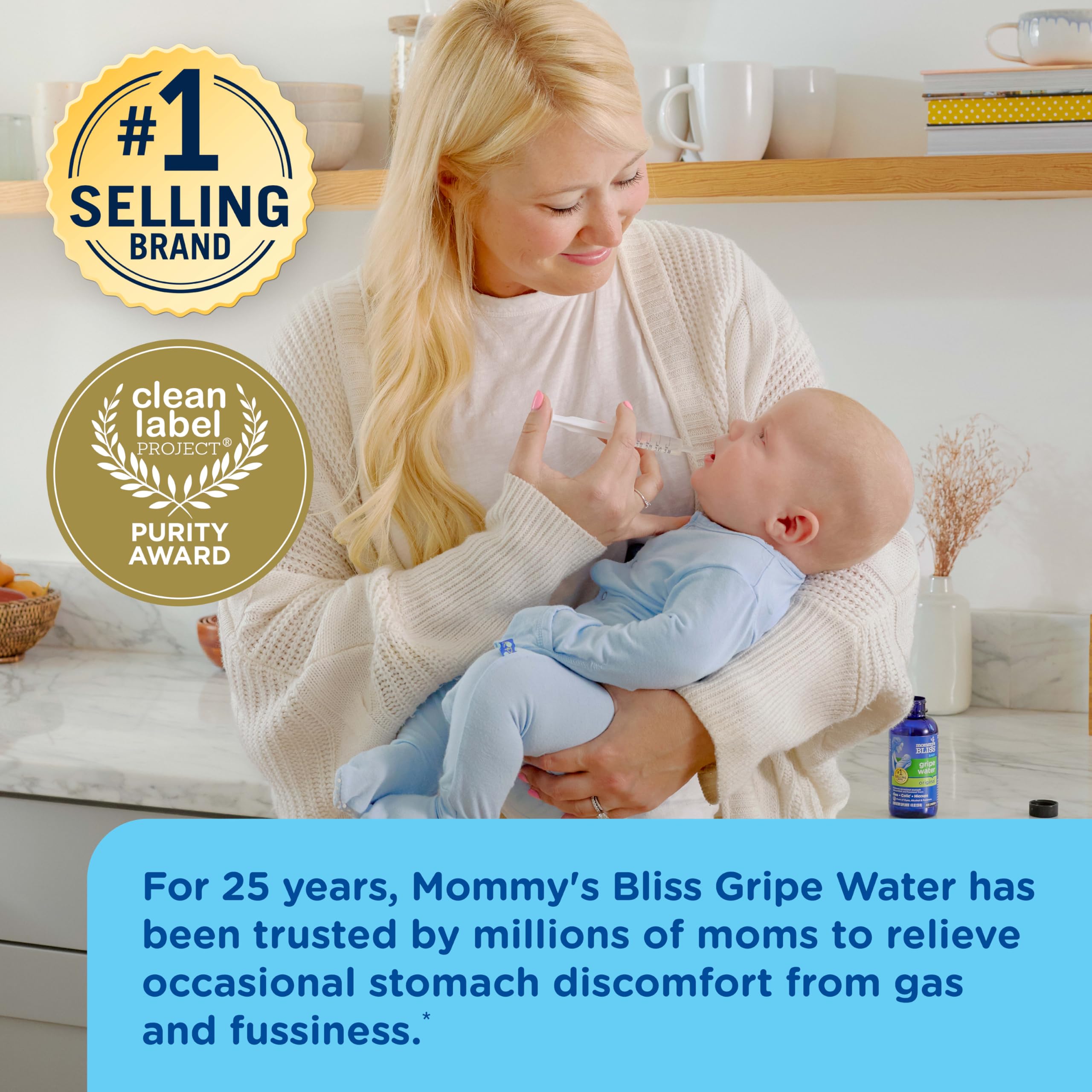 Mommy's Bliss Gripe Water Original, Infant Gas & Colic Relief, Gentle & Safe, 2 Weeks+, 4 Fl Oz (Pack of 1)