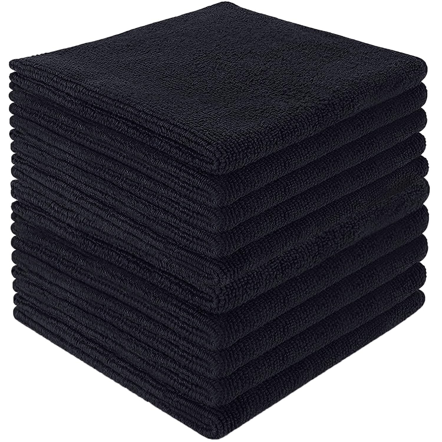 HIDMD Microfibre Cleaning Cloth, Microfiber Reusable Dish Cloths Kitchen Towels, Pack of 10 Black 30cm x 30cm